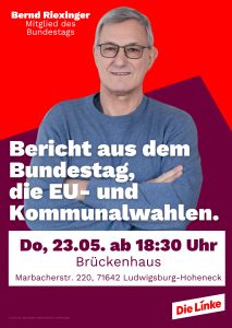 Veranstaltung am 23.Mai mit Bernd Riexinger (MdB)
